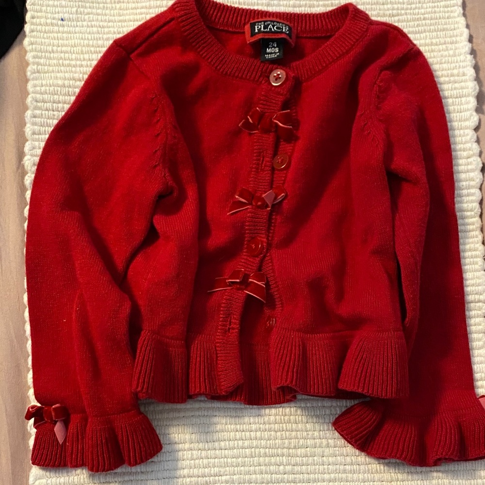 The Children's Place Red Cardigan with Bow Details